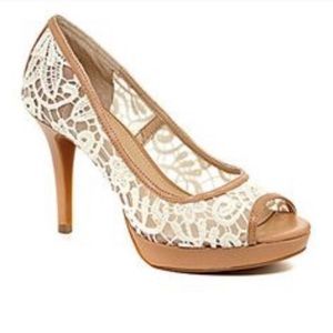 Antonio Melani Leather and Lace Heels like new